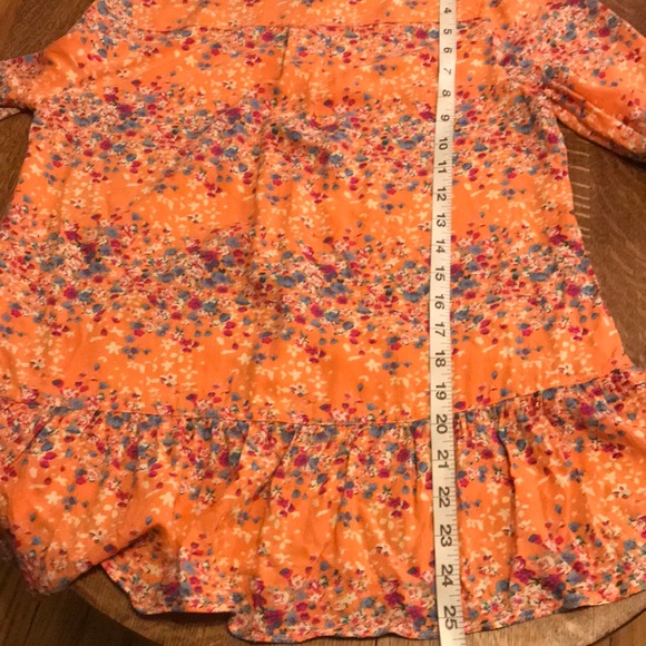 Ezra Floral Hi-Lo Ruffle Back Button Down Blouse S - Picture 6 of 6